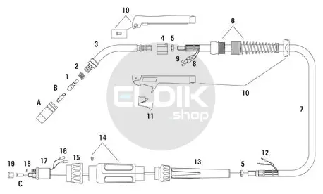 Weldkar WK 250 Mig-Lastoorts WK 250 GC - 4 meter, gasgekoeld - 210503203