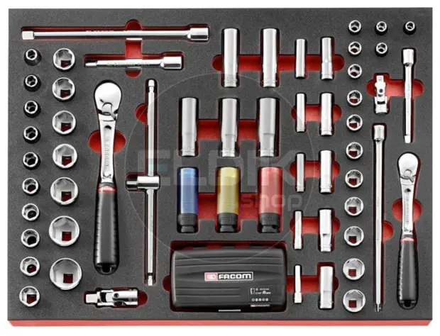 Facom MODM.RJSBNL Maxi Foam Module Doppen en Hulpstukken 1/4" - 3/8" - 1/2"