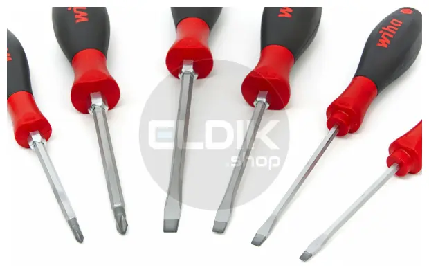 Wiha 530HK6 Schroevendraaierset SoftFinish sleufkop, Phillips 6-delig met doorgaande zeskantkling en massieve stalen kap - 21250