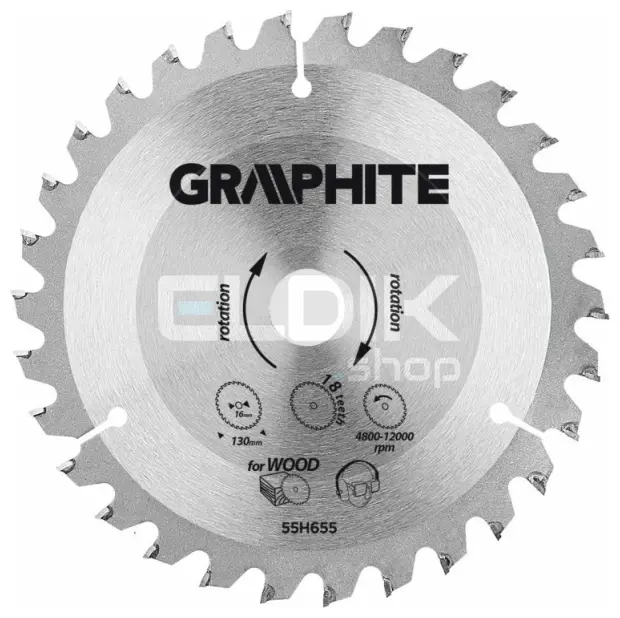 Graphite 55H655 Cirkelzaagblad voor Hout | 130 x 16 T18