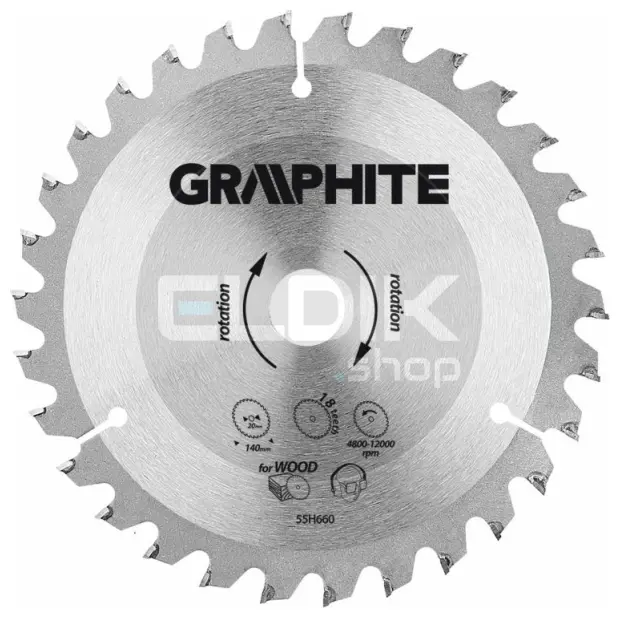 Graphite 55H660 Cirkelzaagblad voor Hout | 140 x 20 T18