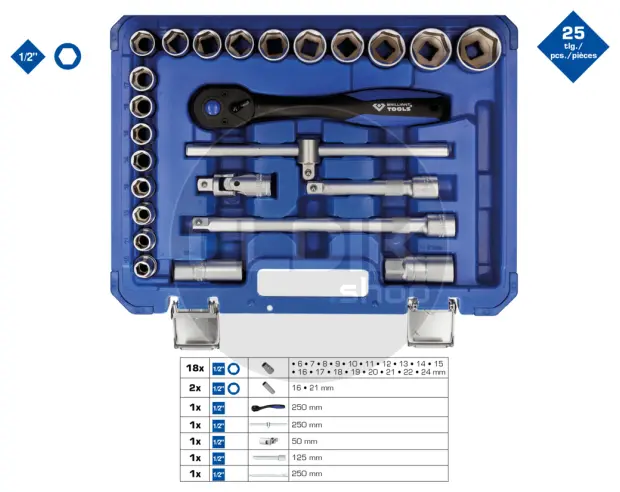Brilliant Tools BT022025 25 Delige Doppenset 1/2"