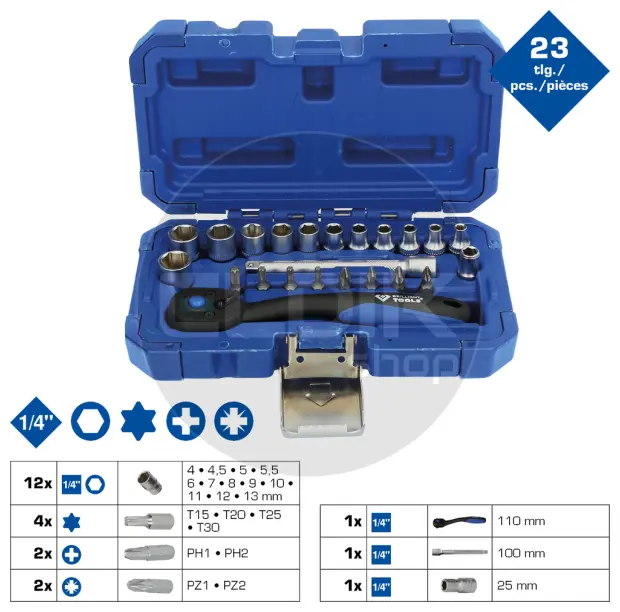 Brilliant Tools BT020023 23 Delige Doppenset 1/4"