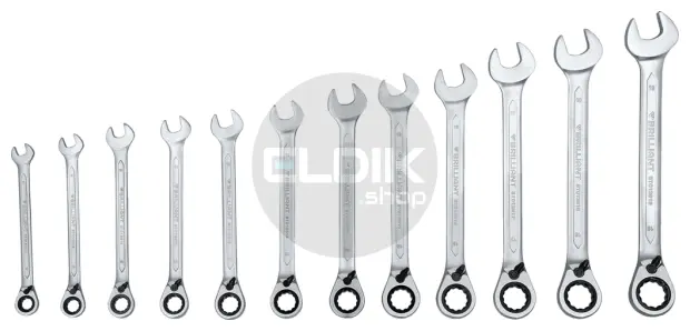 Brilliant Tools BT013212 Ratelringsleutelset, omschakelbaar, 12-dlg, 8 - 19 mm