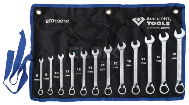 Brilliant Tools BT013212 Ratelringsleutelset, omschakelbaar, 12-dlg, 8 - 19 mm
