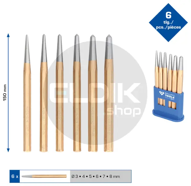 Brilliant Tools BT085080 Centerpuntset, 6-dlg
