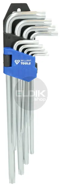 Brilliant Tools BT044019 Haakse stiftsleutelset, 9-dlg, Torxprofiel, lang
