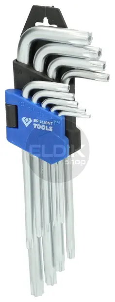 Brilliant Tools BT044009 Haakse stiftsleutelset, 9-dlg, Torx profiel, kort
