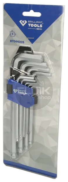 Brilliant Tools BT044009 Haakse stiftsleutelset, 9-dlg, Torx profiel, kort