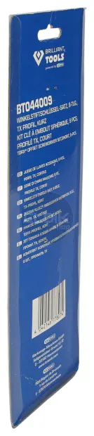 Brilliant Tools BT044009 Haakse stiftsleutelset, 9-dlg, Torx profiel, kort