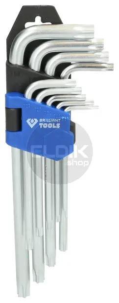 Brilliant Tools BT044009 Haakse stiftsleutelset, 9-dlg, Torx profiel, kort