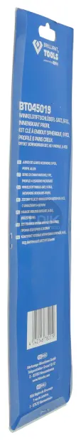Brilliant Tools BT045019 Haakse stiftsleutelset, 9-dlg, inbusprofiel, lang