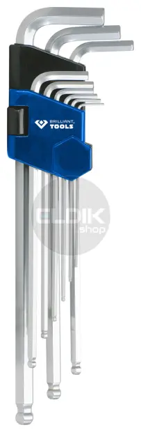 Brilliant Tools BT045019 Haakse stiftsleutelset, 9-dlg, inbusprofiel, lang
