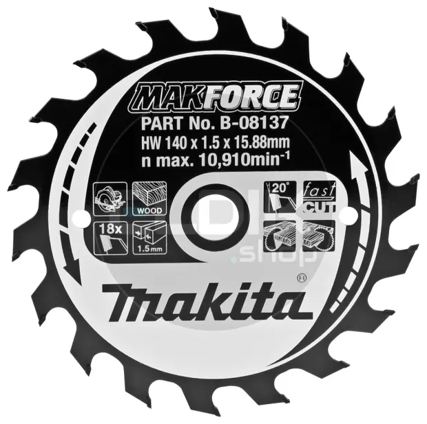 Makita B-08137 Cirkelzaagblad voor Hout | 140 x 15 T18