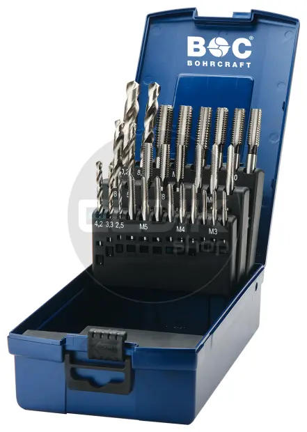 Bohrcraft 41001330028 Handtappenset DIN 352+DIN338 M3-M12 28 dlg GK12-K ABS