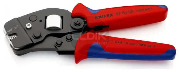 Knipex 97 53 08 Zelfinstellende krimptang voor adereindhulzen | met voorinvoering | 0,08 — 10 mm²