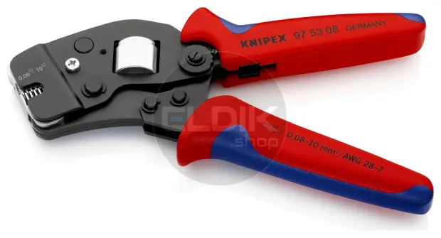 Knipex 97 53 08 Zelfinstellende krimptang voor adereindhulzen | met voorinvoering | 0,08 — 10 mm²