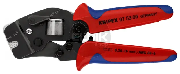 Knipex 97 53 09 Zelfinstellende krimptang voor adereindhulzen | met voorinvoering | 0,08 — 10 / 16 mm²