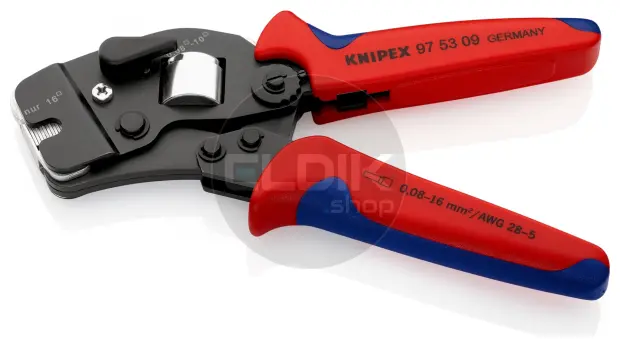 Knipex 97 53 09 Zelfinstellende krimptang voor adereindhulzen | met voorinvoering | 0,08 — 10 / 16 mm²