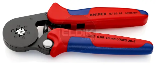 Knipex 97 53 14 Zelfstellende krimptang voor adereindhulzen | Zeskant persing 0,08 tot 16 mm²