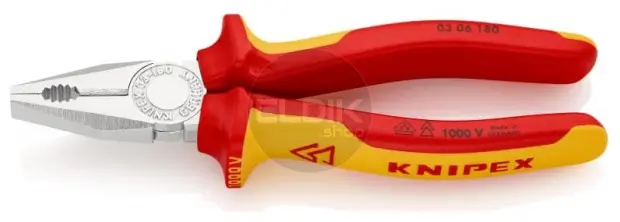 Knipex 03 06 180 Kombi-tang verchr./comfort VDE 180 mm