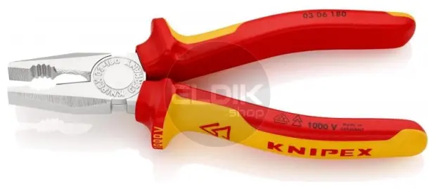 Knipex 03 06 180 Kombi-tang verchr./comfort VDE 180 mm