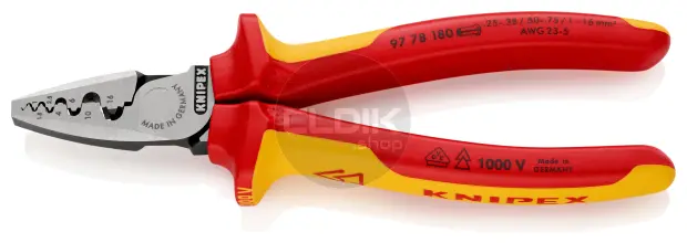Knipex 97 78 180 Adereindhulstang VDE | 0,25 – 16 mm²