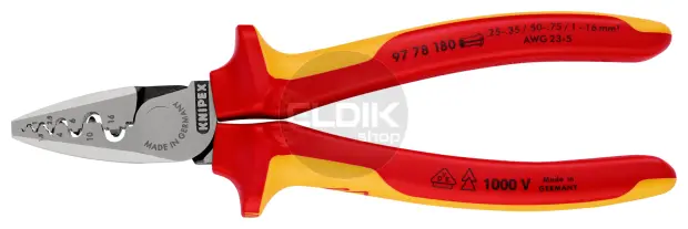 Knipex 97 78 180 Adereindhulstang VDE | 0,25 – 16 mm²