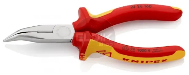 Knipex 25 26 160 Radiotang gebogen + zijsnij.160 mm VDE