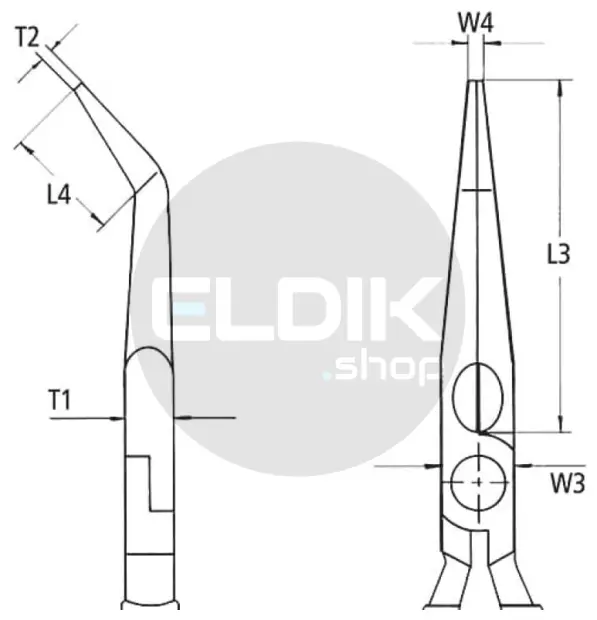 Knipex 25 26 160 Radiotang gebogen + zijsnij.160 mm VDE