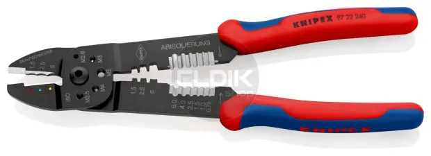 Knipex 97 22 240 Multifunctionele Krimptang voor Kabelschoenen 0,5–6,0 mm²