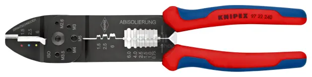 Knipex 97 22 240 Multifunctionele Krimptang voor Kabelschoenen 0,5–6,0 mm²