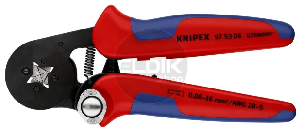 Knipex 97 53 04 SB Zelfstellende krimptang voor adereindhulzen | Vierkant persing 0,08 tot 16 mm²