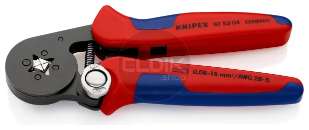 Knipex 97 53 04 SB Zelfstellende krimptang voor adereindhulzen | Vierkant persing 0,08 tot 16 mm²