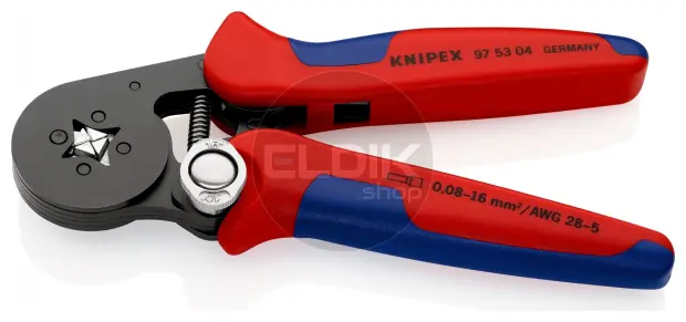 Knipex 97 53 04 SB Zelfstellende krimptang voor adereindhulzen | Vierkant persing 0,08 tot 16 mm²