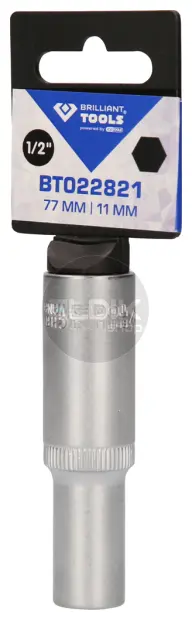 Brilliant Tools BT022829 1/2" zeskantdop, lange uitvoering, 19 mm