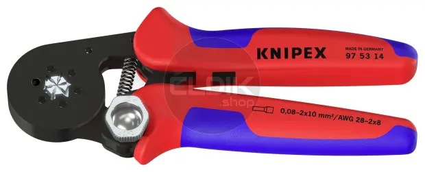 Knipex 97 53 14 Zelfstellende krimptang voor adereindhulzen | Zeskant persing 0,08 tot 16 mm²