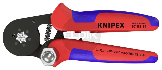 Knipex 97 53 14 Zelfstellende krimptang voor adereindhulzen | Zeskant persing 0,08 tot 16 mm²