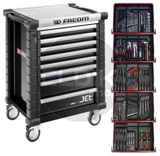 Facom JETCM175GBNL Gevulde gereedschapswagen 8 laden | 175-delig in kunststof inlay | Zwart