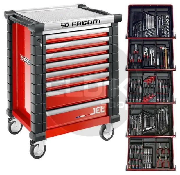 Facom JETCM175BNL Gevulde gereedschapswagen 8 laden | 175-delig in kunststof inlay | Rood
