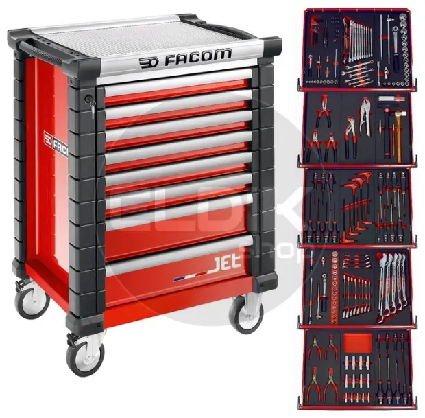 Facom JETCMM175BNL Gevulde gereedschapswagen 8 Laden | 175-delig in Foam inlay | Rood
