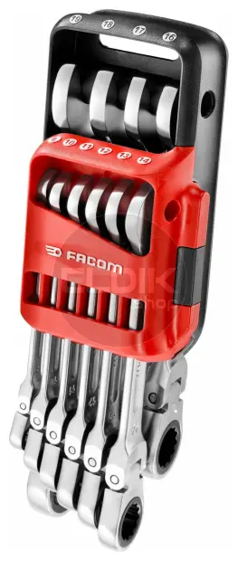 Facom 467BF.JP10PB 10 Delige Scharnierende Ringsteeksleutelset met Ratel