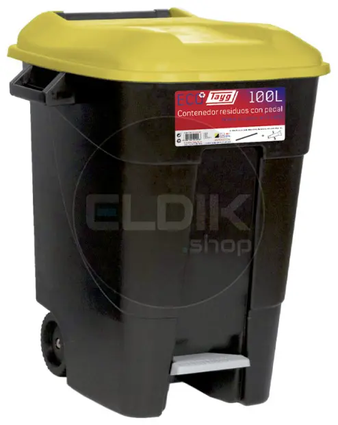 Tayg 100P Afvalcontainer met voetpedaal - 100 liter - geel - 421013