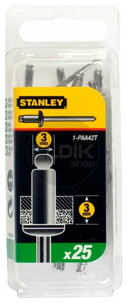Stanley 1-PAA42T Popnagels 3X3mm - 25 stuks