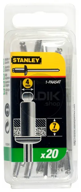 Stanley 1-PAA54T Popnagels 4X7mm - 20 stuks