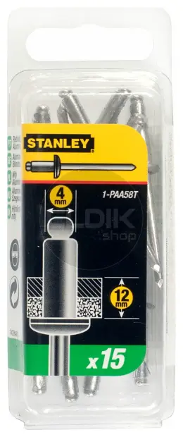 Stanley 1-PAA58T Popnagels 4X12mm -15 stuks