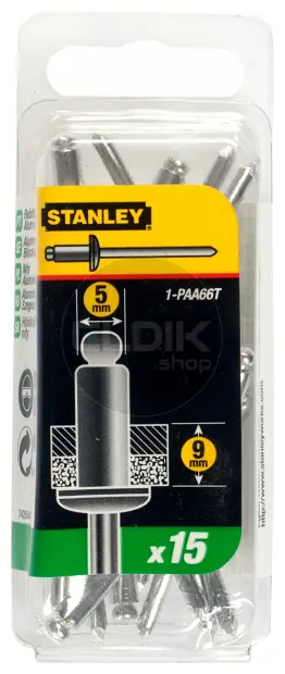 Stanley 1-PAA66T Popnagels 5X9mm - 15 stuks