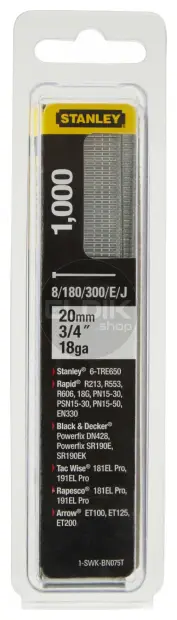 Stanley 1-SWKBN075T Nagels 20mm Type J - 1000 Stuks