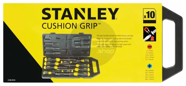 Stanley 2-65-014 Cushiongrip Schroevendraaierset 10-delig - Standaard/Pozidriv
