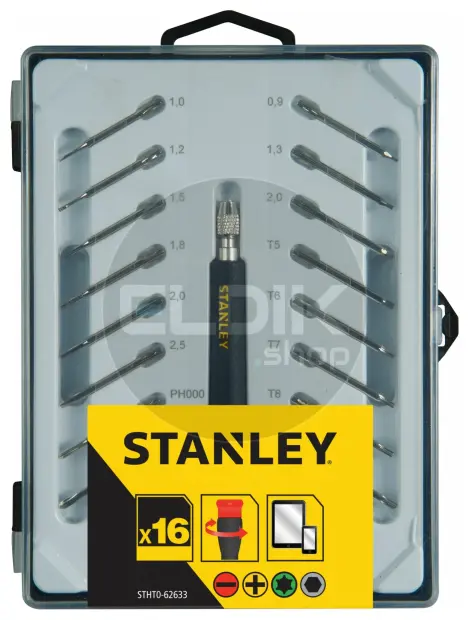 Stanley STHT0-62633 Multibit Precisie Schroevendraaierset (Parallel, PH, T, Hex) 16-delig